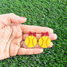 Load image into Gallery viewer, Bow Softball Earrings
