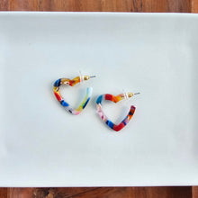 Load image into Gallery viewer, Mini Heart Hoops - Fiesta