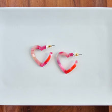 Load image into Gallery viewer, Mini Heart Hoops - Tickled Pink