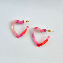 Load image into Gallery viewer, Mini Heart Hoops - Tickled Pink