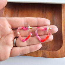 Load image into Gallery viewer, Mini Heart Hoops - Tickled Pink
