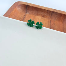Load image into Gallery viewer, Clover Studs - Green Glitter