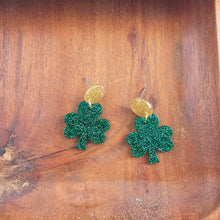 Load image into Gallery viewer, Lucky Charm Earrings - Green Glitter