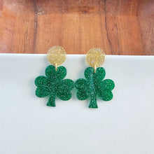 Load image into Gallery viewer, Lucky Charm Earrings - Green Glitter
