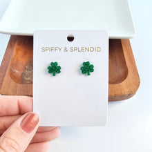 Load image into Gallery viewer, Shamrock Studs - Green Glitter