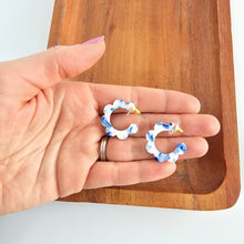 Load image into Gallery viewer, Flora Mini Hoops - Greek Goddess Blue