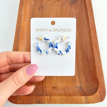 Load image into Gallery viewer, Flora Mini Hoops - Greek Goddess Blue
