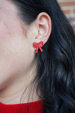 Load image into Gallery viewer, Bow Studs - Red Shimmer

