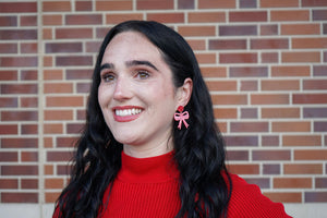 Bow Earrings - Red Shimmer
