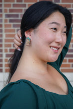 Load image into Gallery viewer, Bow Gingerbread Earrings - Green Shimmer
