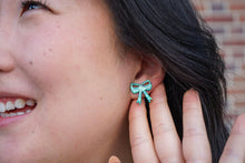 Load image into Gallery viewer, Bow Studs - Green Shimmer
