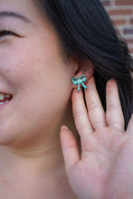 Load image into Gallery viewer, Bow Studs - Green Shimmer
