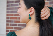 Load image into Gallery viewer, Christmas Tree Hoops - Dark Green

