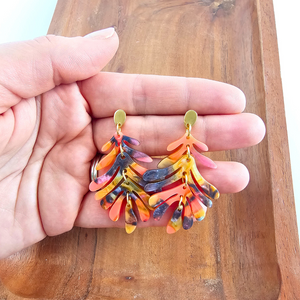 Petite Palm Earrings - Bird of Paradise