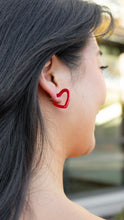 Load image into Gallery viewer, Mini Heart Hoops - Red