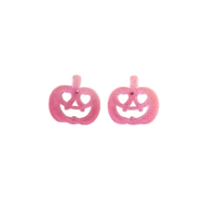 Load image into Gallery viewer, Jack O&#39; Lantern Pumpkin Studs - Pink Glitter
