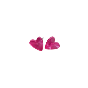 Hand Drawn Heart Studs - Hot Pink