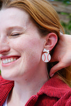 Load image into Gallery viewer, Bow Baseball Earrings
