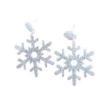 Load image into Gallery viewer, Snowflake Earrings - Silver Glitter
