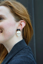 Load image into Gallery viewer, Bow Skeleton Earrings - White Shimmer
