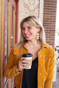 Anya Earrings - Golden Checker