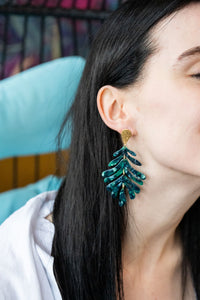 Palm Earrings - Dark Green