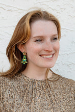 Load image into Gallery viewer, Christmas Tree Earrings - Green Tinsel