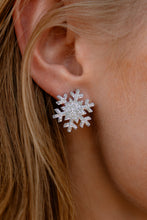Load image into Gallery viewer, Snowflake Studs - Silver Glitter
