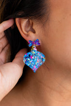 Load image into Gallery viewer, Christmas Ornament Earrings - Blue Sparkle