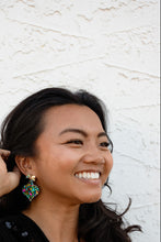 Load image into Gallery viewer, Vintage Ornament Earrings - Green Tinsel