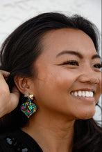 Load image into Gallery viewer, Vintage Ornament Earrings - Green Tinsel