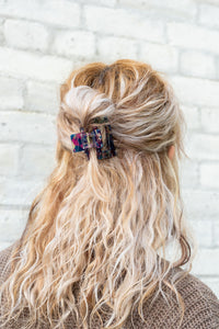 Carly Hair Claw - Navy Maroon