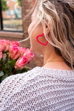 Load image into Gallery viewer, Heart Hoops - Hot Pink