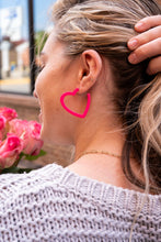 Load image into Gallery viewer, Heart Hoops - Hot Pink
