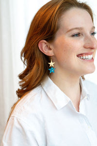 Starry Earrings - Blue Glitter
