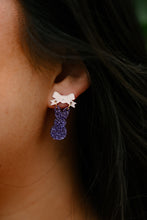 Load image into Gallery viewer, Bow Bunny Earrings - Purple Glitter