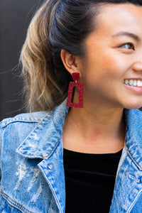 Avery Earrings - Red Glitter