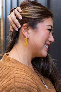 Mia Mini Earrings - Yellow Gold Glitter