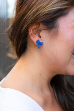 Load image into Gallery viewer, Bow Studs - Blue Glitter
