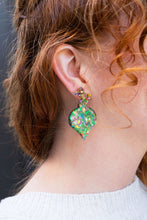 Load image into Gallery viewer, Christmas Ornament Earrings - Green Sparkle
