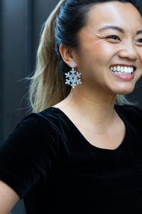 Snowflake Earrings - Silver Glitter