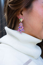 Load image into Gallery viewer, Christmas Tree Earrings - Light Pink Sparkle
