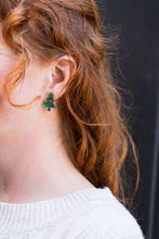 Load image into Gallery viewer, Christmas Tree Studs - Green Tinsel