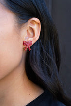 Load image into Gallery viewer, Bow Studs - Red Glitter
