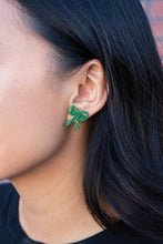 Load image into Gallery viewer, Bow Studs - Green Glitter
