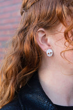 Load image into Gallery viewer, Skull Studs - White Glitter
