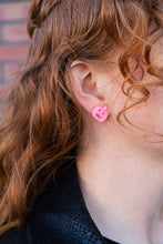 Load image into Gallery viewer, Jack O&#39; Lantern Pumpkin Studs - Pink Glitter
