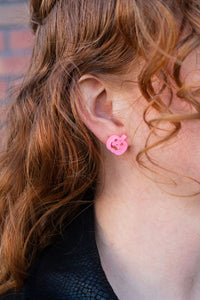 Jack O' Lantern Pumpkin Studs - Pink Glitter