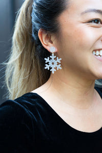 Snowflake Earrings - Silver Glitter