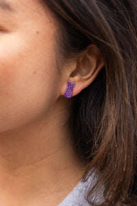 Glitter Bunny Studs - Purple